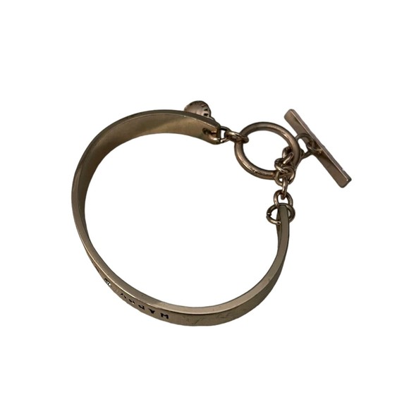 BCBGeneration Rose Gold-tone Rhinestone Happy Blessed Free Bangle Cuff Bracelet - Picture 2 of 10